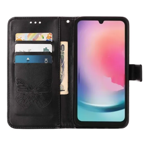 ART BUTTERFLY Peňaženkový obal pre Samsung Galaxy A15 / A15 5G čierny