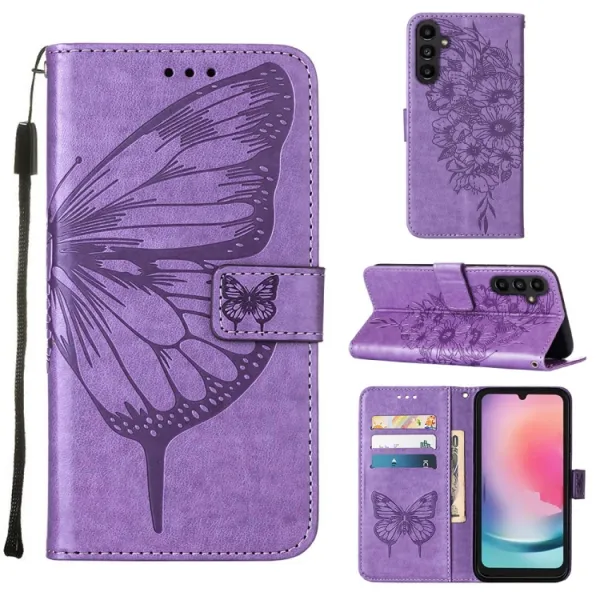 ART BUTTERFLY Peňaženkový obal pre Samsung Galaxy A15 / A15 5G svetlofialový