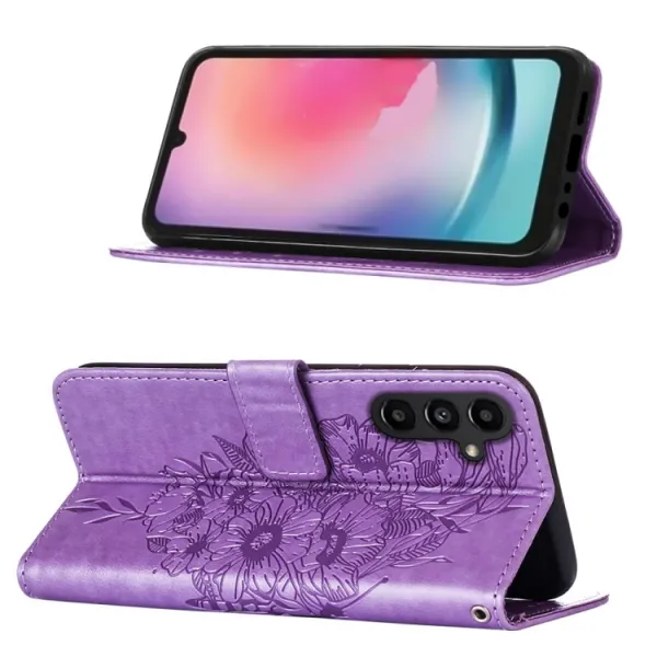ART BUTTERFLY Peňaženkový obal pre Samsung Galaxy A15 / A15 5G svetlofialový
