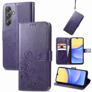 ART FLOWERS Peňaženkový obal pre Samsung Galaxy A15 / A15 5G fialový