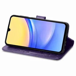 ART FLOWERS Peňaženkový obal pre Samsung Galaxy A15 / A15 5G fialový