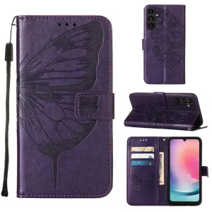 ART BUTTERFLY Peňaženkový obal pre Samsung Galaxy A15 / A15 5G tmavofialový