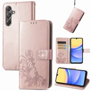 ART FLOWERS Peňaženkový obal pre Samsung Galaxy A15 / A15 5G svetloružový