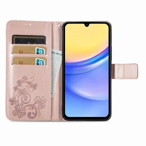 ART FLOWERS Peňaženkový obal pre Samsung Galaxy A15 / A15 5G svetloružový