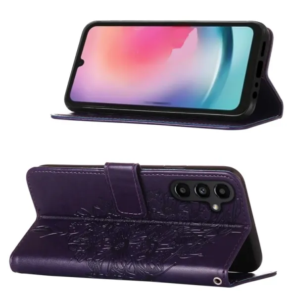 ART BUTTERFLY Peňaženkový obal pre Samsung Galaxy A15 / A15 5G tmavofialový