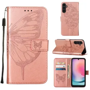 ART BUTTERFLY Peňaženkový obal pre Samsung Galaxy A15 / A15 5G ružový