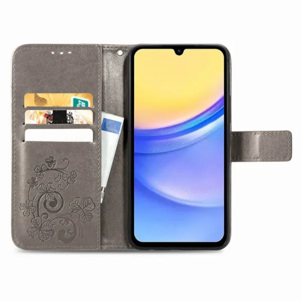 ART FLOWERS Peňaženkový obal pre Samsung Galaxy A15 / A15 5G šedý