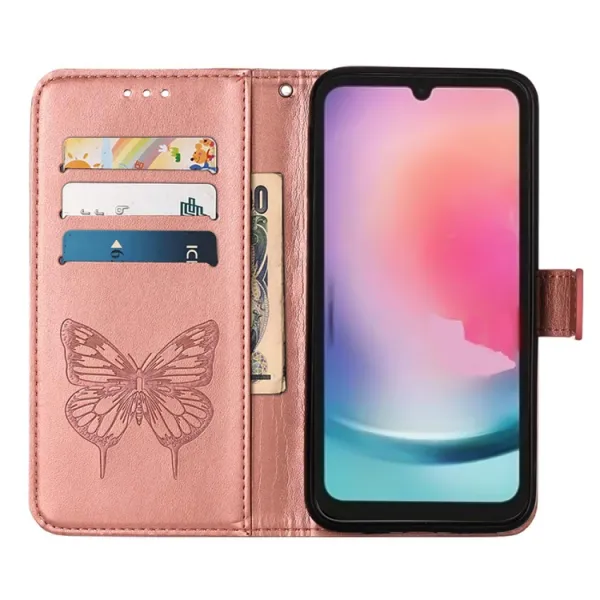 ART BUTTERFLY Peňaženkový obal pre Samsung Galaxy A15 / A15 5G ružový