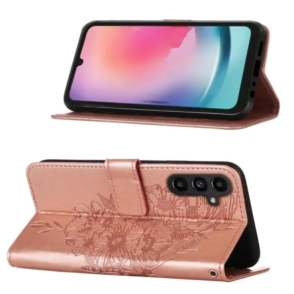 ART BUTTERFLY Peňaženkový obal pre Samsung Galaxy A15 / A15 5G ružový