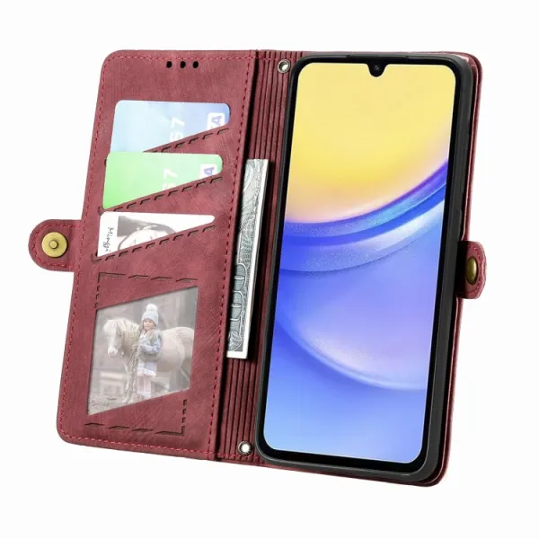 GEOM Peňaženkové puzdro pre Samsung Galaxy A15 / A15 5G červené