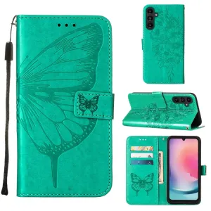 ART BUTTERFLY Peňaženkový obal pre Samsung Galaxy A15 / A15 5G zelený
