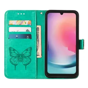 ART BUTTERFLY Peňaženkový obal pre Samsung Galaxy A15 / A15 5G zelený