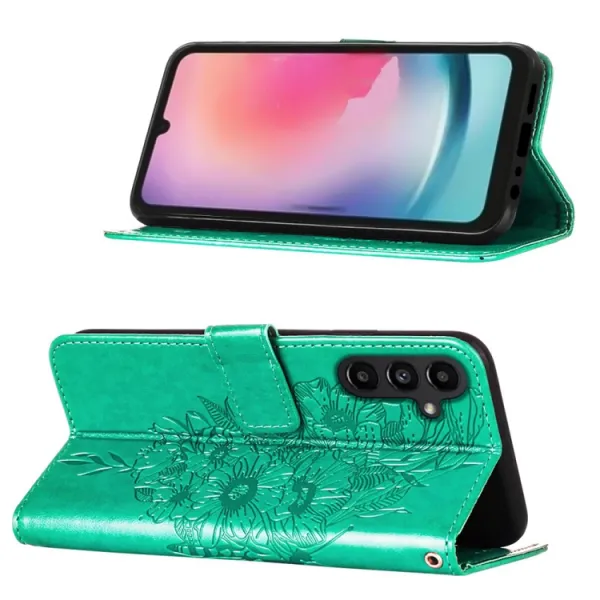 ART BUTTERFLY Peňaženkový obal pre Samsung Galaxy A15 / A15 5G zelený