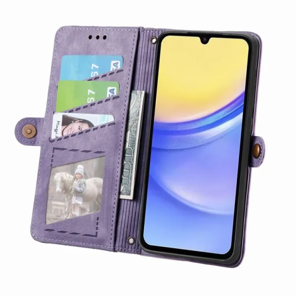 GEOM Peňaženkové puzdro pre Samsung Galaxy A15 / A15 5G fialové
