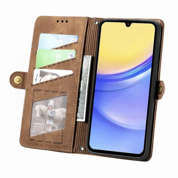 GEOM Peňaženkové puzdro pre Samsung Galaxy A15 / A15 5G hnedé