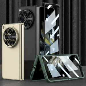 GKK LEATHER Kryt so sklom pre OnePlus Open zelený