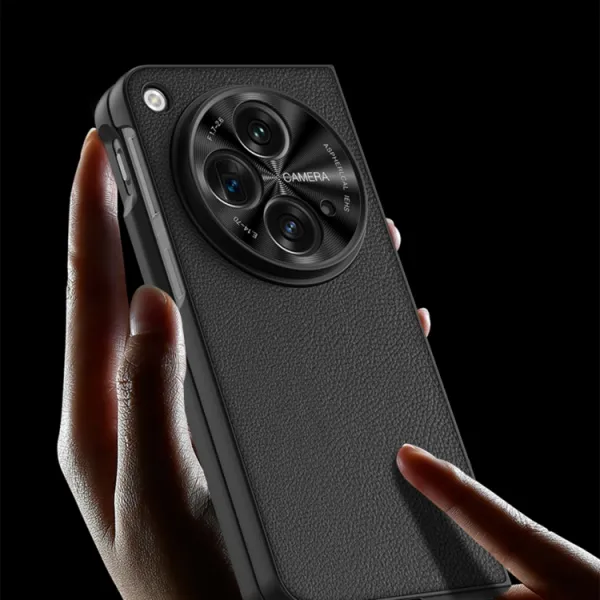 GKK LEATHER Kryt so sklom pre OnePlus Open zelený