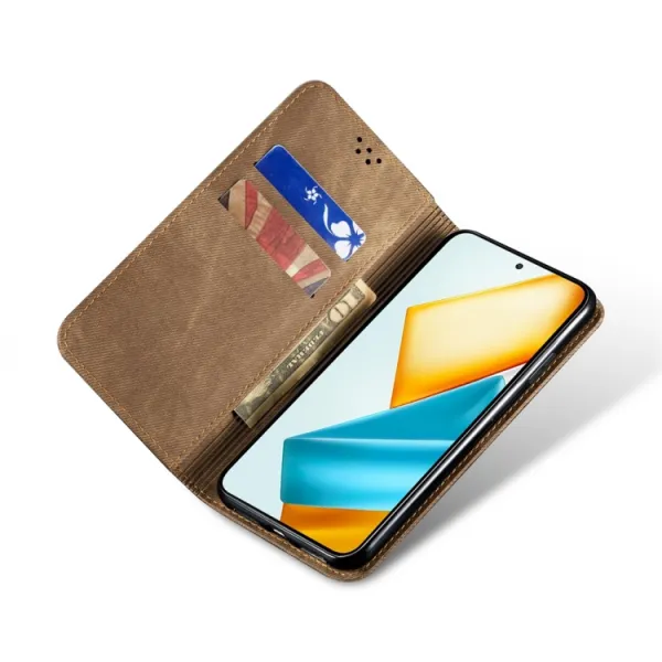 DENIM Peňaženkový kryt pre Honor X7b šedohnedý
