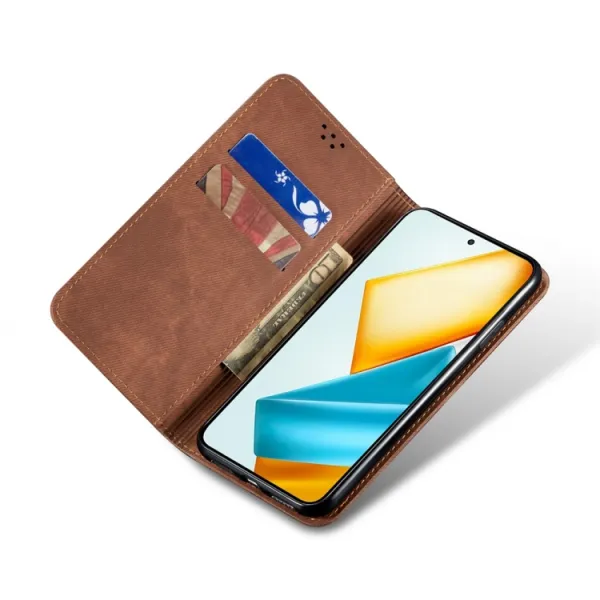 DENIM Peňaženkový kryt pre Honor X7b hnedý