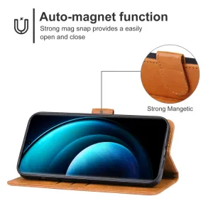 SMOOTH Peňaženkové puzdro pre Vivo X100 Pro 5G hnedé