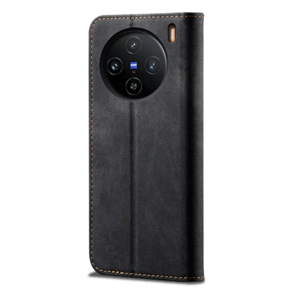 DENIM Peňaženkový kryt pre Vivo X100 Pro 5G čierny