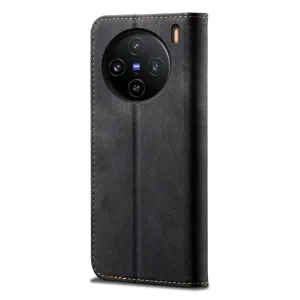 DENIM Peňaženkový kryt pre Vivo X100 Pro 5G čierny