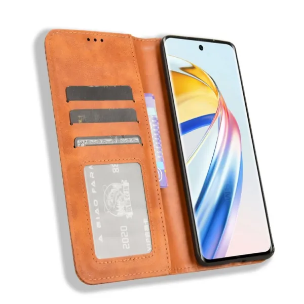BUSINESS Peňaženkový kryt pre Honor Magic6 Lite 5G hnedý