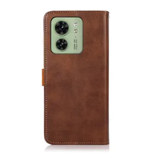 KHAZNEH DUAL-COLOR Peňaženkový kryt pre Motorola Edge 40 hnedý