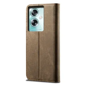 DENIM Peňaženkový kryt pre Oppo A79 5G šedohnedý