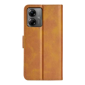 SIDE Peňaženkové puzdro pre Motorola Moto G14 svetlohnedé
