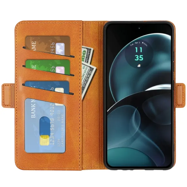 SIDE Peňaženkové puzdro pre Motorola Moto G14 svetlohnedé