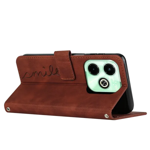 ART SMILE Peňaženkový obal s remienkom pre Infinix Hot 40i hnedý