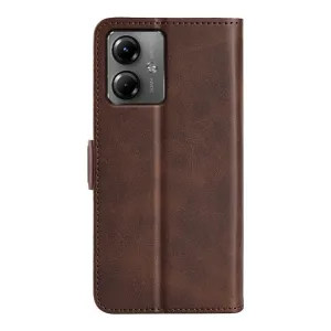 SIDE Peňaženkové puzdro pre Motorola Moto G14 tmavohnedé