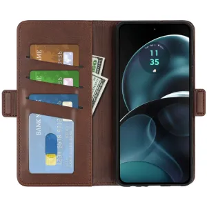 SIDE Peňaženkové puzdro pre Motorola Moto G14 tmavohnedé
