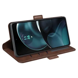 SIDE Peňaženkové puzdro pre Motorola Moto G14 tmavohnedé