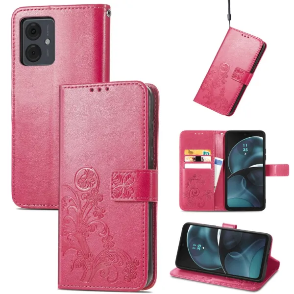 ART FLOWERS Peňaženkový obal pre Motorola Moto G14 tmavoružový