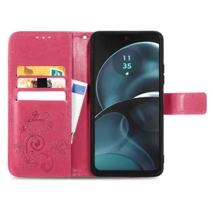 ART FLOWERS Peňaženkový obal pre Motorola Moto G14 tmavoružový