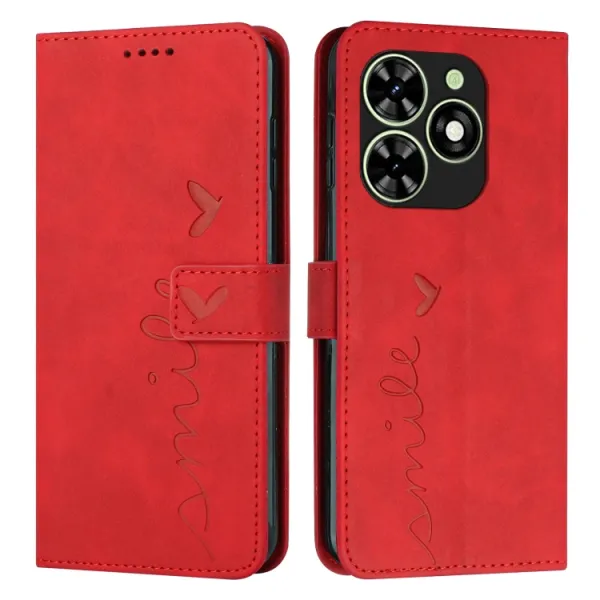 ART SMILE Peňaženkový obal s remienkom pre Infinix Smart 8 červený