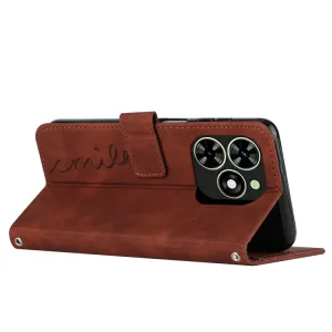 ART SMILE Peňaženkový obal s remienkom pre Infinix Smart 8 hnedý