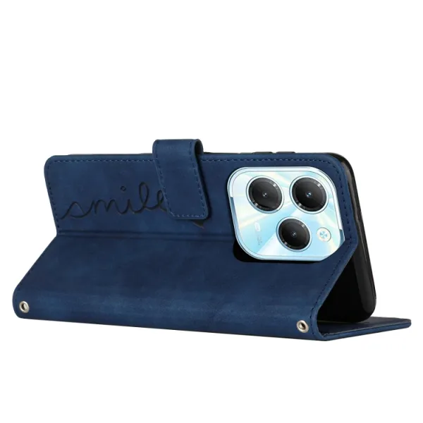 ART SMILE Peňaženkový obal s remienkom pre Infinix Hot 40 / Hot 40 Pro modrý