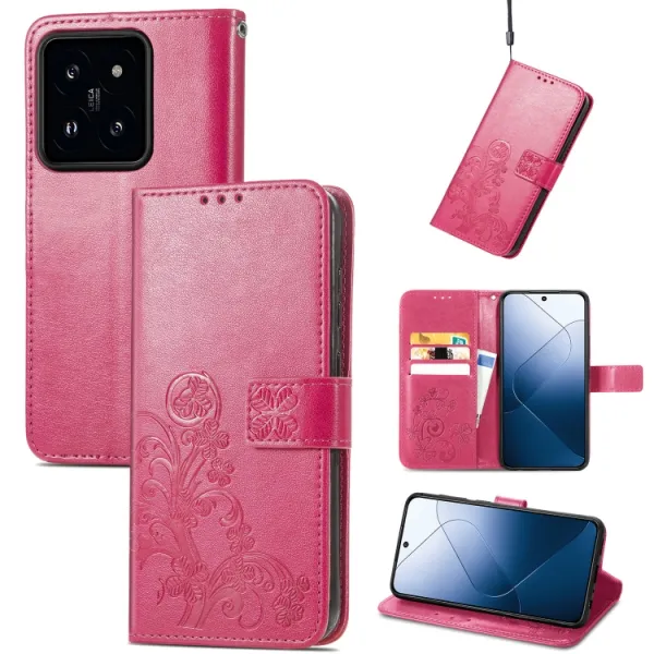ART FLOWERS Peňaženkový obal pre Xiaomi 14 tmavoružový