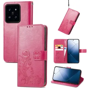 ART FLOWERS Peňaženkový obal pre Xiaomi 14 tmavoružový