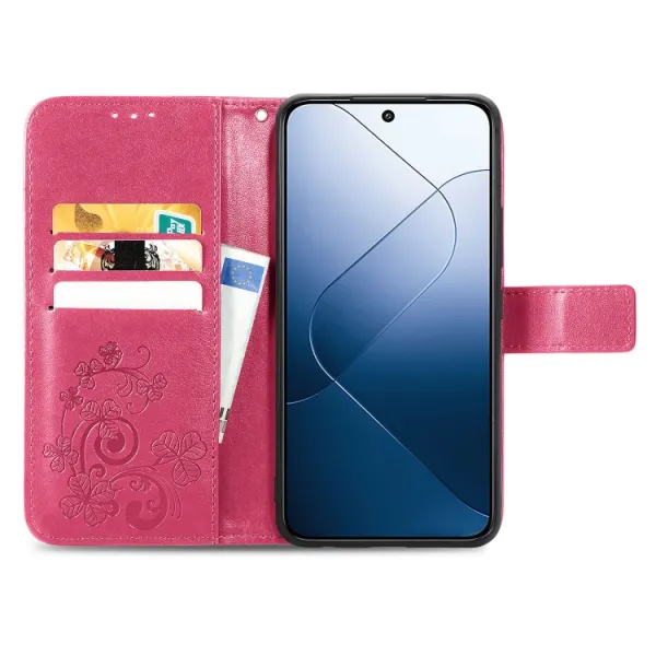ART FLOWERS Peňaženkový obal pre Xiaomi 14 tmavoružový