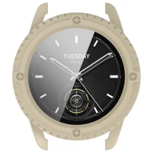 PC FULL COVER Plastový kryt so sklom pre Xiaomi Watch S3 béžový