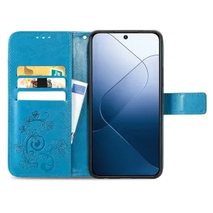 ART FLOWERS Peňaženkový obal pre Xiaomi 14 modrý