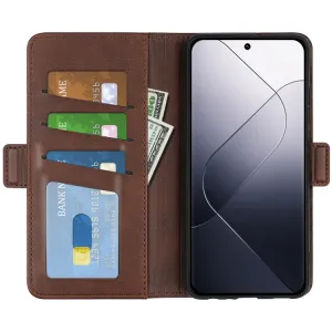 SIDE Peňaženkové puzdro pre Xiaomi 14 tmavohnedé