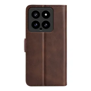 SIDE Peňaženkové puzdro pre Xiaomi 14 tmavohnedé