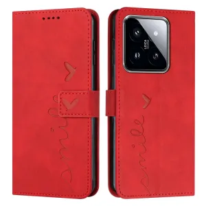 ART SMILE Peňaženkový obal s remienkom pre Xiaomi 14 červený