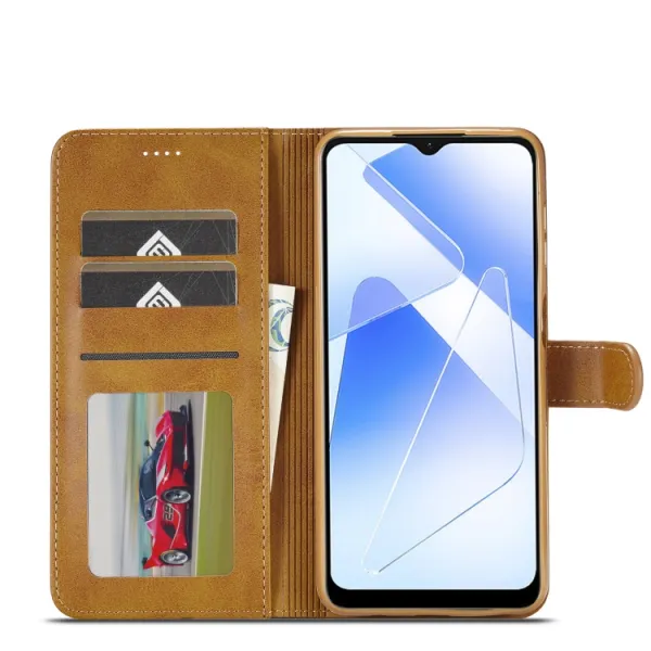IMEEKE Peňaženkový obal pre Samsung Galaxy A55 5G svetlohnedý