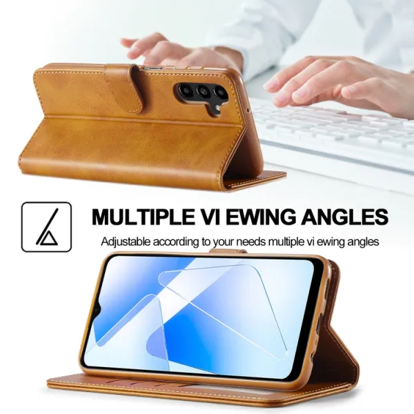IMEEKE Peňaženkový obal pre Samsung Galaxy A55 5G svetlohnedý